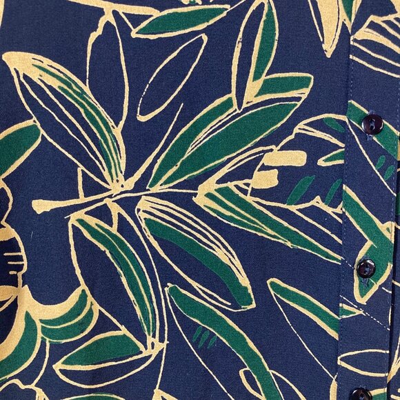 Womens Vintage Pendleton Short Sleeve Button Shirt Leave Pattern 14 Blue Green - Picture 7 of 8